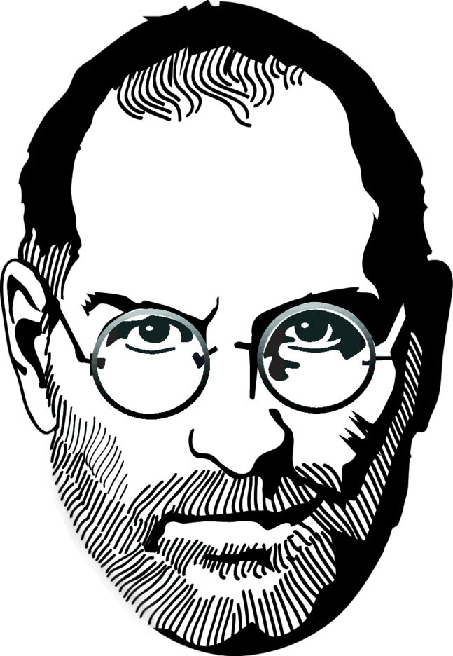 Illustrated portrait of Steve Jobs